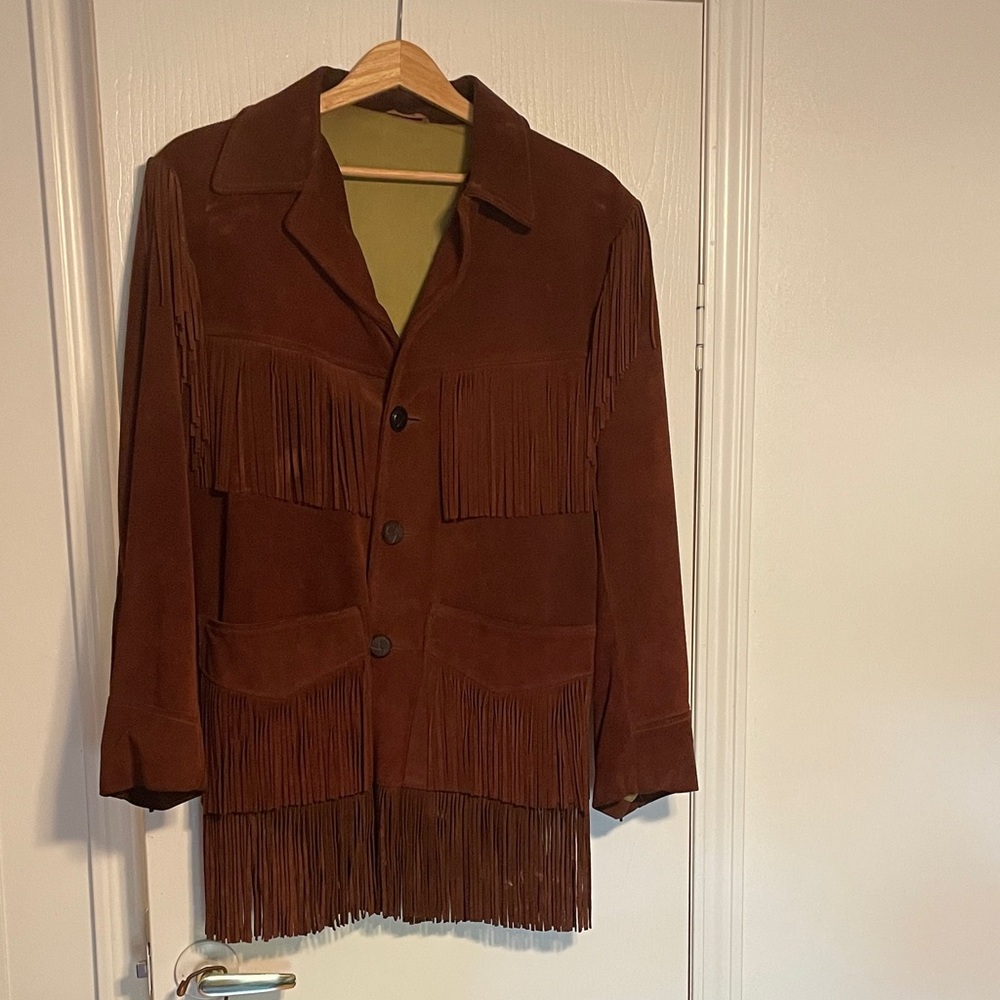 Vintage Brown Suede Fringe Leather Jacket